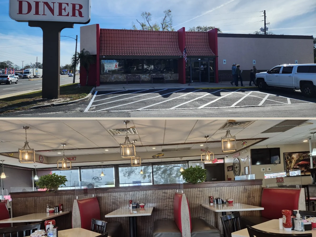 Classic diner booths and counter seating.